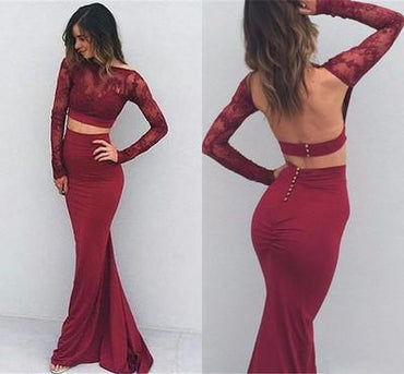 Two Pieces Backless Sexy Long Prom Dresses For Women stunning  DM136