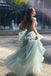 A Line Spaghetti Straps Tulle Long Prom Dresses, Stunning Evening Party Dress DMP176