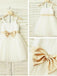 Cute A-line Spaghetti Straps Sleeveless Bowknot Floor-Length Tulle Flower Girl Dresses DM719