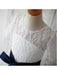 A-line Scoop 1/2 Sleeves Navy Sash Floor-Length Tulle Flower Girl Dresses DM726