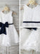 White A-line Scoop Sleeveless Bowknot Floor-Length Lace Flower Girl Dresses DM725