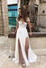 Sexy Chiffon Cap Sleeves Long Split Beach Wedding Dresses DMC79