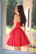 Sweetheart A Line Pleated Red Homecoming Dresses, Short Graduation Dress DMB72