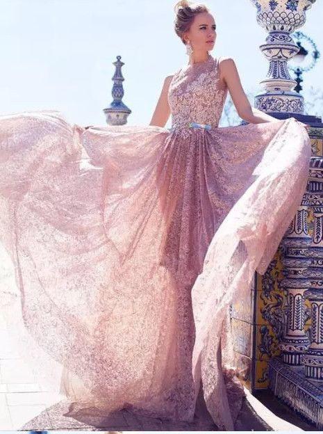 Mermaid Lace Long Prom Dresses, Elegant Bateau Evening Dress DMG23