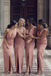 Beautiful Sheath Sleeveless Pink Long Bridesmaid Dress with Split DMG54