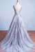 Glamorous A-Line Round Neck Gray Tulle Ball Gown Long Prom Dress DM142