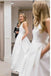 Simple Satin Jewel A-line Long Bow-not Wedding Dresses With Pocket DMD17