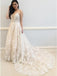 A-Line Spaghetti Straps Off White Wedding Dress with Appliques DMK39