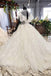 Elegant Ball Gown Big Wedding Dresses, Appliques Bridal Dress with Short Sleeves DMN73