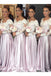 Beautiful A-Line Long Sleeves Pink Bridesmaid Dress with Lace DM652