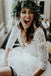 Boho Ivory Chiffon 3/4 Sleeves Two Piece Cheap Wedding Dress DMN88
