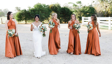 A Line Halter Orange Cheap Long Bridesmaid Dresses DMG57