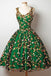 A-Line V-Neck Sleeveless Green Tulle Flower Lace Homecoming Dress DMD93