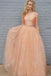 Princess A Line Two Piece Orange Long Lace Prom Dress OKC35
