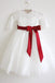 Long Sleeves Ivory Burgundy Sash Bows Lace Tulle Flower Girl Dress DM211
