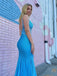 Chic Mermaid Blue One Shoulder Sequins Lace Long Prom Dresses DMP301