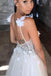 Floral Open Back Deep V-neck Straps Tulle Appliques Prom Dress,, Floral Princess Wedding Dress DM180
