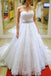 Sweetheart Strapless A-line Beading Belt Lace Wedding Dress Bridal Gown DME22