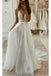 Elegant Spaghetti Straps A-Line Tulle V Neck Long Wedding Dresses DMW28