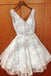 Cute Lace Homecoming Dress,A-Line V-Neck Short Party Dresses DME7