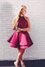 Two Piece A Line Burgundy Lace Top Homecoming Dresses DMD26