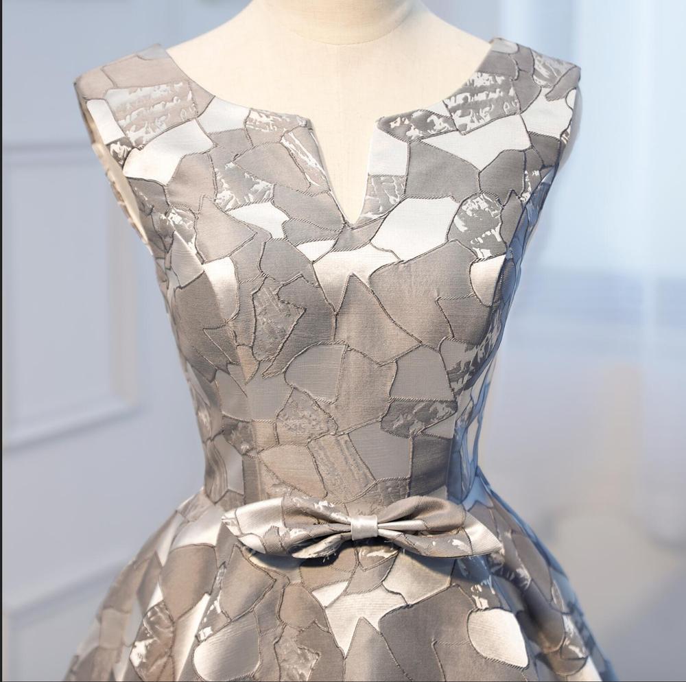 Unique A Line Grey Cheap Short Homecoming Dresses With Bow-not DMD21
