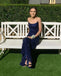 Navy Blue Sequin Long Prom Dresses Mermaid Cross Back Evening Party Dresses DM1939