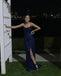 Navy Blue Sequin Long Prom Dresses Mermaid Cross Back Evening Party Dresses DM1939