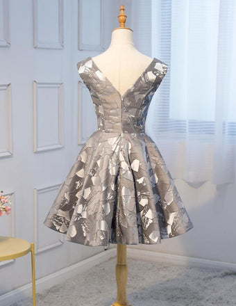Unique A Line Grey Cheap Short Homecoming Dresses With Bow-not DMD21