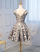 Unique A Line Grey Cheap Short Homecoming Dresses With Bow-not DMD21