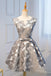 Unique A Line Grey Cheap Short Homecoming Dresses With Bow-not DMD21
