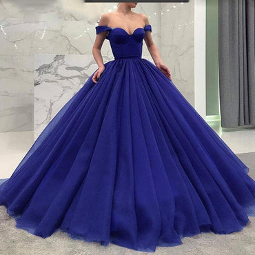 Fashionable Poofy Ball Gown Off the Shoulder Prom Dresses DME58