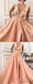 Charming V neck Long Prom Dress,Tulle Evening Party Dress with Flower DMH55