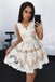 Off White Lace Short Prom Dress, Cute A Line Homecoming Dresses DMD97