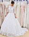 Full Lace 3/4 Sleeves A Line Backless Wedding Gowns Elegant Bridal Dresses DMW40