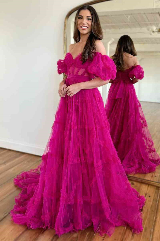 Charming Tulle Sweetheart Pink Prom Dress, Princess Formal Evening Gown DMP265