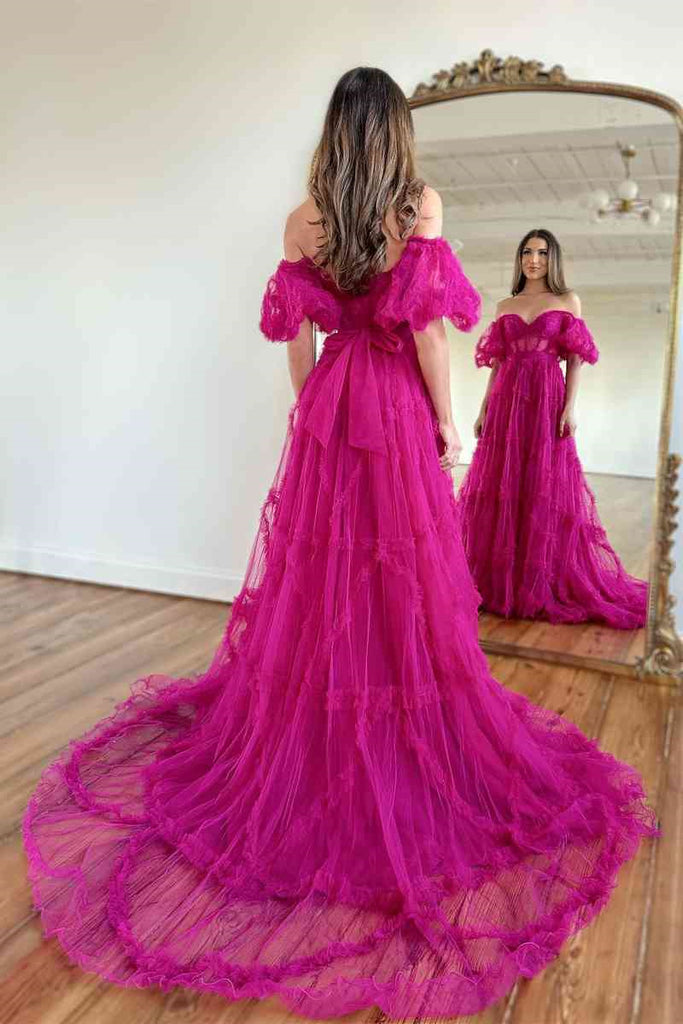 Charming Tulle Sweetheart Pink Prom Dress, Princess Formal Evening Gown DMP265