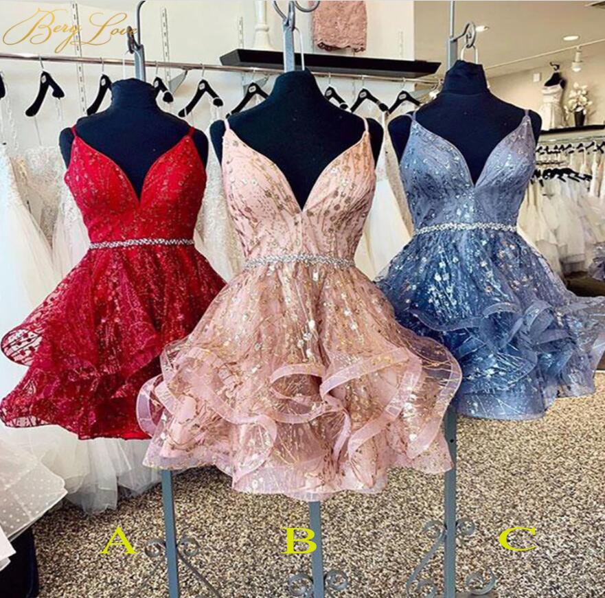 Cute Sparkly V Neck Mini Homecoming Dresses, Pink Puffy Short Prom Dre Demodresses Cute Sparkly V Neck Mini Homecoming Dresses, Pink Puffy Short Prom Dre Demodresses