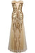 Mermaid Gold Tulle Sequins Prom Dress,Sweetheart Long Bridesmaid Dresses DME78