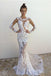 Long Sleeve Lace Mermaid Prom Dresses,Sexy See through Cheap Long Wedding Dresses DME37
