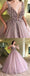V Neck Tulle Long Ball Gown Prom Dress, Formal Evening Dress DME20