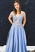 Gorgeous A-Line Appliques Floral Sky Blue Long Prom Dress DMO2