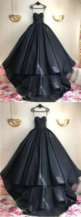 Black Ball Gown Sweetheart Sweep Train Prom Dress Long Evening Dress DMF13