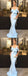 Mermaid Spaghetti Straps Light Blue Satin Long Prom Dress with Ruffles DMF6