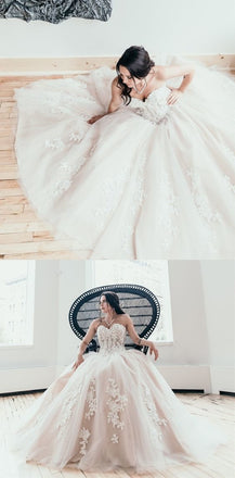 Princess Sweetheart Lace Appliques Long Ball Gown Wedding Dresses DMF21