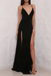 Sexy High Slit Black Open Back Prom Dresses, Elegant Long Black Woman Evening Gown DM152