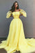 Charming A-Line Off-the-Shoulder Yellow Tulle Prom Dress with Appliques DME30