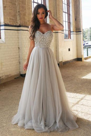 Princess A-Line Spaghetti Straps Floor-Length Beading Prom Dress/Wedding Dresses DM151