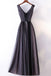 Elegant A-line V-neck Lace Appliqued Lace Up Long Prom Dresses Evening Gowns DMA84