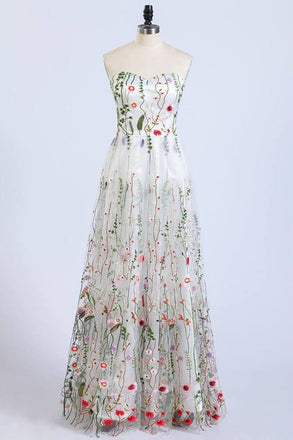 Gorgeous Strapless Formal Prom Dresses Elegant Lace Long Prom Dress DML44